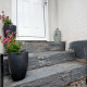 14 - 16 cm hohe Schiefer-Blockstufen anthrazit - schwarz gespalten